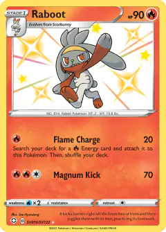 Raboot Rare Shiny card from Shining Fates