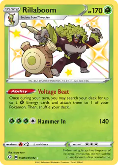 Rillaboom Rare Shiny card from Shining Fates