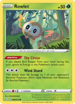 Rowlet Common card from Shining Fates