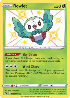 Rowlet Rare Shiny card from Shining Fates