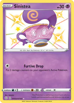 Sinistea Rare Shiny card from Shining Fates