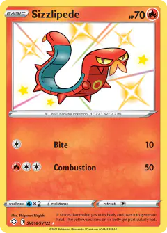 Sizzlipede Rare Shiny card from Shining Fates
