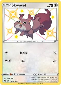 Skwovet Rare Shiny card from Shining Fates