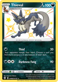 Thievul Rare Shiny card from Shining Fates
