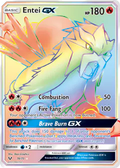 Entei-GX Rare Rainbow card from Shining Legends