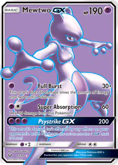 Mewtwo-GX Rare Ultra card from Shining Legends