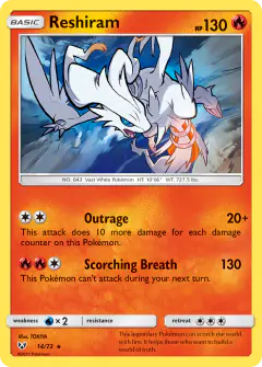 Reshiram Rare Holo card from Shining Legends