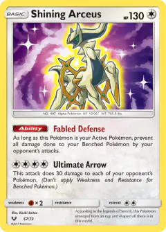 Shining Arceus Rare Shining card from Shining Legends
