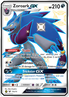 Zoroark-GX Rare Ultra card from Shining Legends