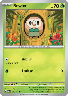 Rowlet Common card from Shrouded Fable