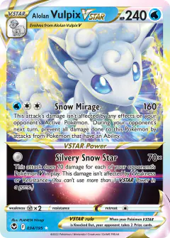 Alolan Vulpix VSTAR Rare Holo VSTAR card from Silver Tempest