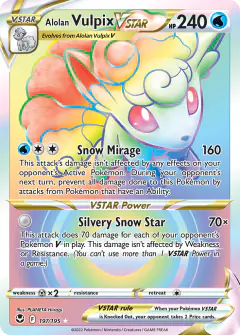 Alolan Vulpix VSTAR Rare Rainbow card from Silver Tempest