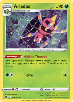 Ariados Rare Holo card from Silver Tempest