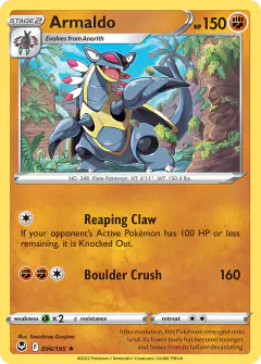 Armaldo Rare card from Silver Tempest