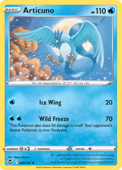 Articuno Rare Holo card from Silver Tempest