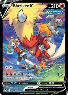 Blaziken V Rare Holo V card from Silver Tempest