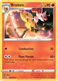 Braixen Uncommon card from Silver Tempest