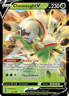 Chesnaught V Rare Holo V card from Silver Tempest