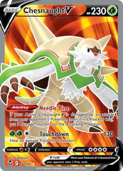 Chesnaught V Rare Ultra card from Silver Tempest