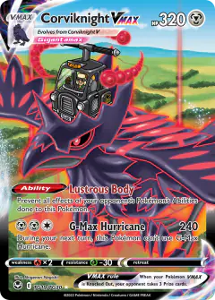Corviknight VMAX Rare Holo VMAX card from Silver Tempest