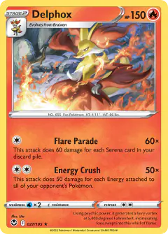 Delphox Rare card from Silver Tempest