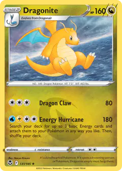 Dragonite Rare Holo card from Silver Tempest