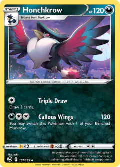 Honchkrow Uncommon card from Silver Tempest