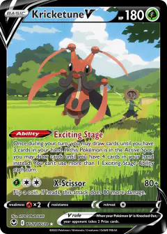Kricketune V Rare Holo V card from Silver Tempest
