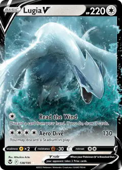 Lugia V Rare Holo V card from Silver Tempest