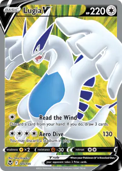 Lugia V Rare Ultra card from Silver Tempest