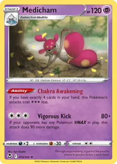 Medicham Rare Holo card from Silver Tempest