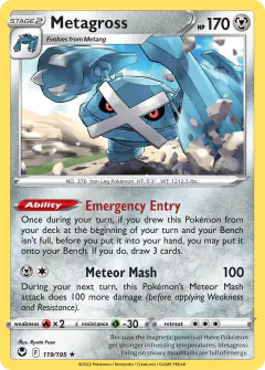 Metagross Rare Holo card from Silver Tempest