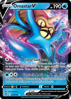 Omastar V Rare Holo V card from Silver Tempest