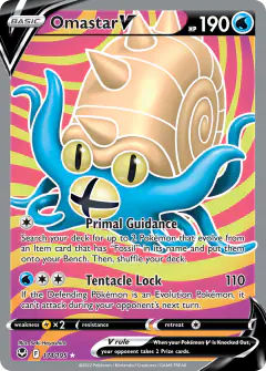 Omastar V Rare Ultra card from Silver Tempest