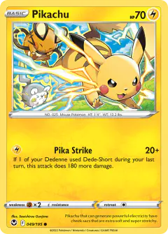 Pikachu Common card from Silver Tempest