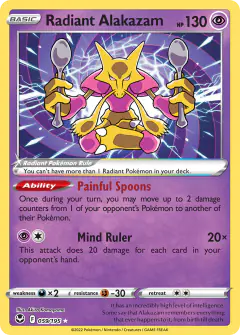 Radiant Alakazam Radiant Rare card from Silver Tempest