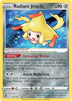 Radiant Jirachi Radiant Rare card from Silver Tempest