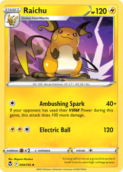 Raichu Uncommon card from Silver Tempest