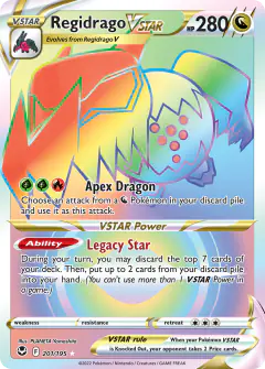 Regidrago VSTAR Rare Rainbow card from Silver Tempest