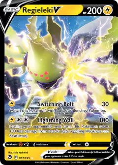 Regieleki V Rare Holo V card from Silver Tempest