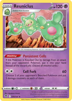 Reuniclus Rare Holo card from Silver Tempest