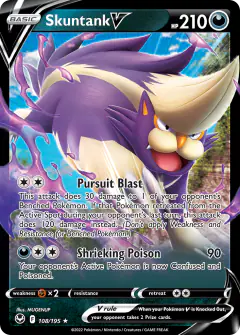 Skuntank V Rare Holo V card from Silver Tempest
