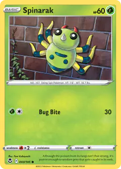 Spinarak Common card from Silver Tempest