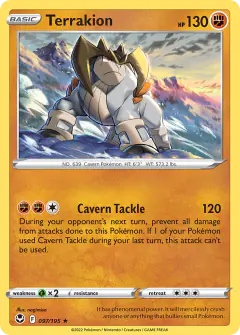 Terrakion Rare Holo card from Silver Tempest