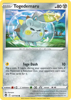 Togedemaru Common card from Silver Tempest