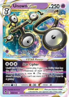 Unown VSTAR Rare Holo VSTAR card from Silver Tempest