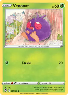 Venonat Common card from Silver Tempest