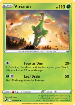 Virizion Rare card from Silver Tempest
