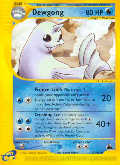 Dewgong Rare card from Skyridge