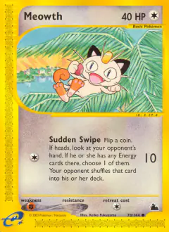 Meowth Common card from Skyridge
